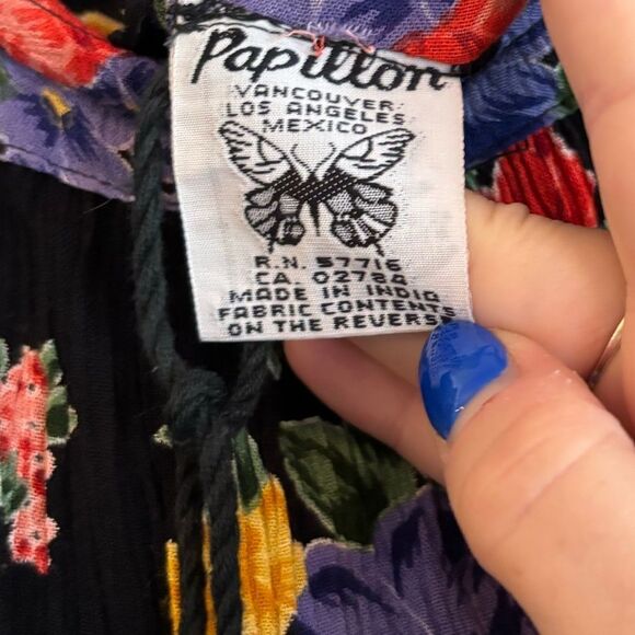 Vintage 90s broomstick skirt crepe maxi floral print - Picture 5 of 7